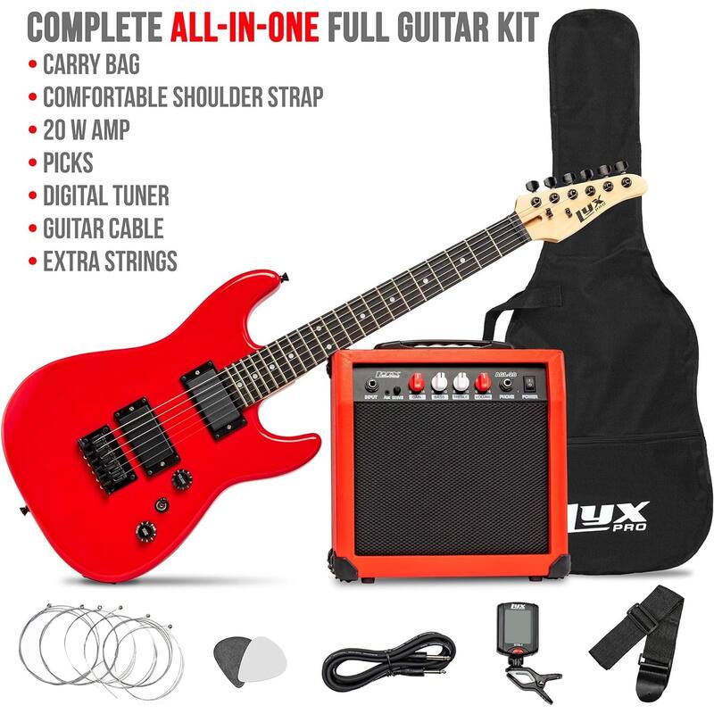 LyxPro 36" Electric Guitar Kit, Complete Beginner Starter Kit with 20W Amp & Much More! On